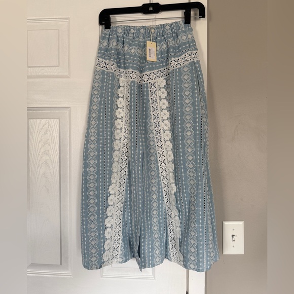 Maje Dresses & Skirts - Maje Baby Blue Bleu Clair Lace Midi Skirt NWT Cottagecore (size chart)